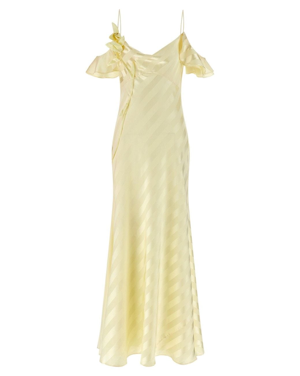 Self-Portrait Yellow Satin Striped Dress