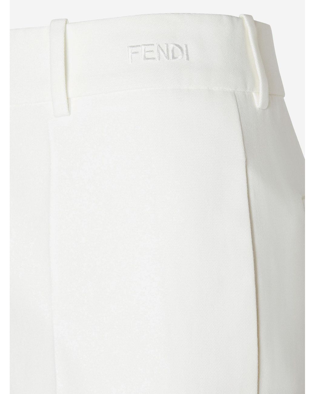 Fendi White Trousers Cotton And Silk