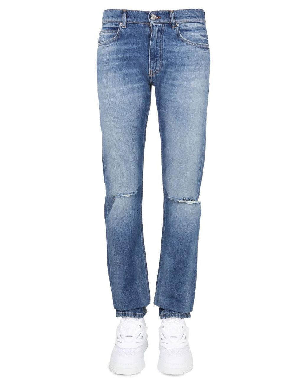 Versace Black Versace Logo Patch Jeans for men