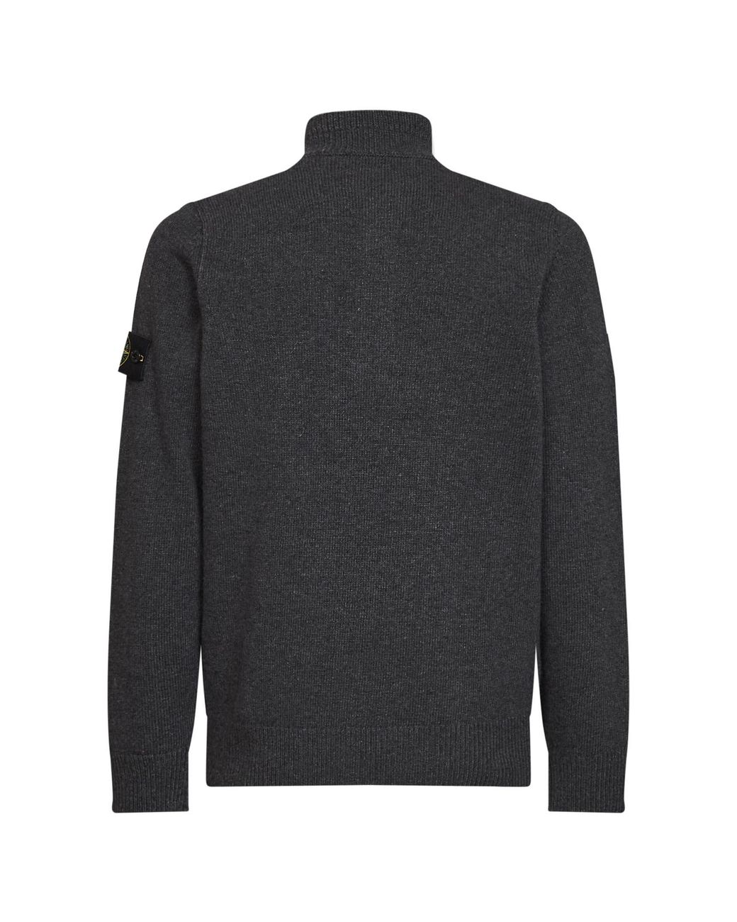 Stone Island Black Melange Lead Lambswool Zip-Up Sweater for men