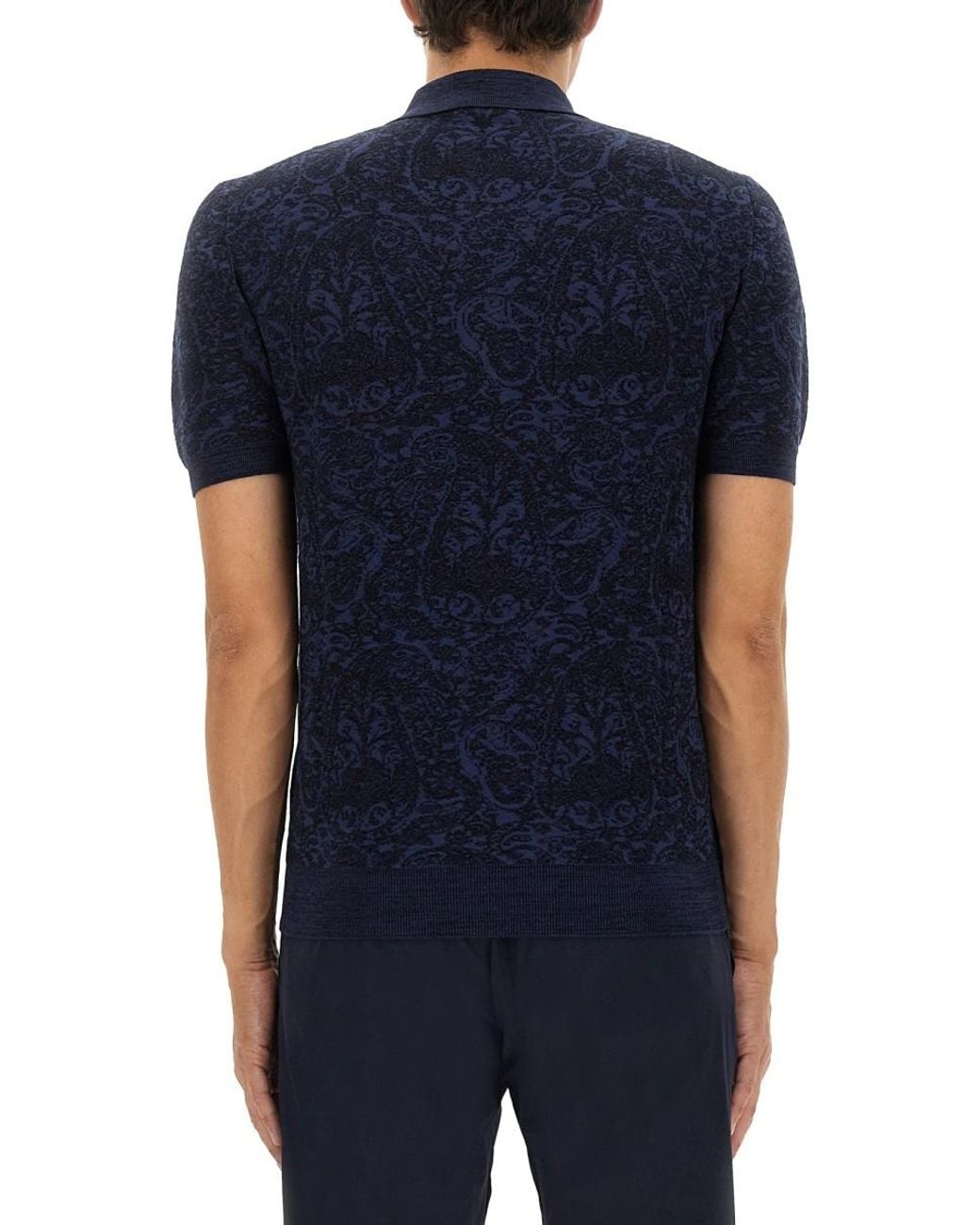 Etro Blue Polo Shirt With Pegasus Embroidery Cotton for men