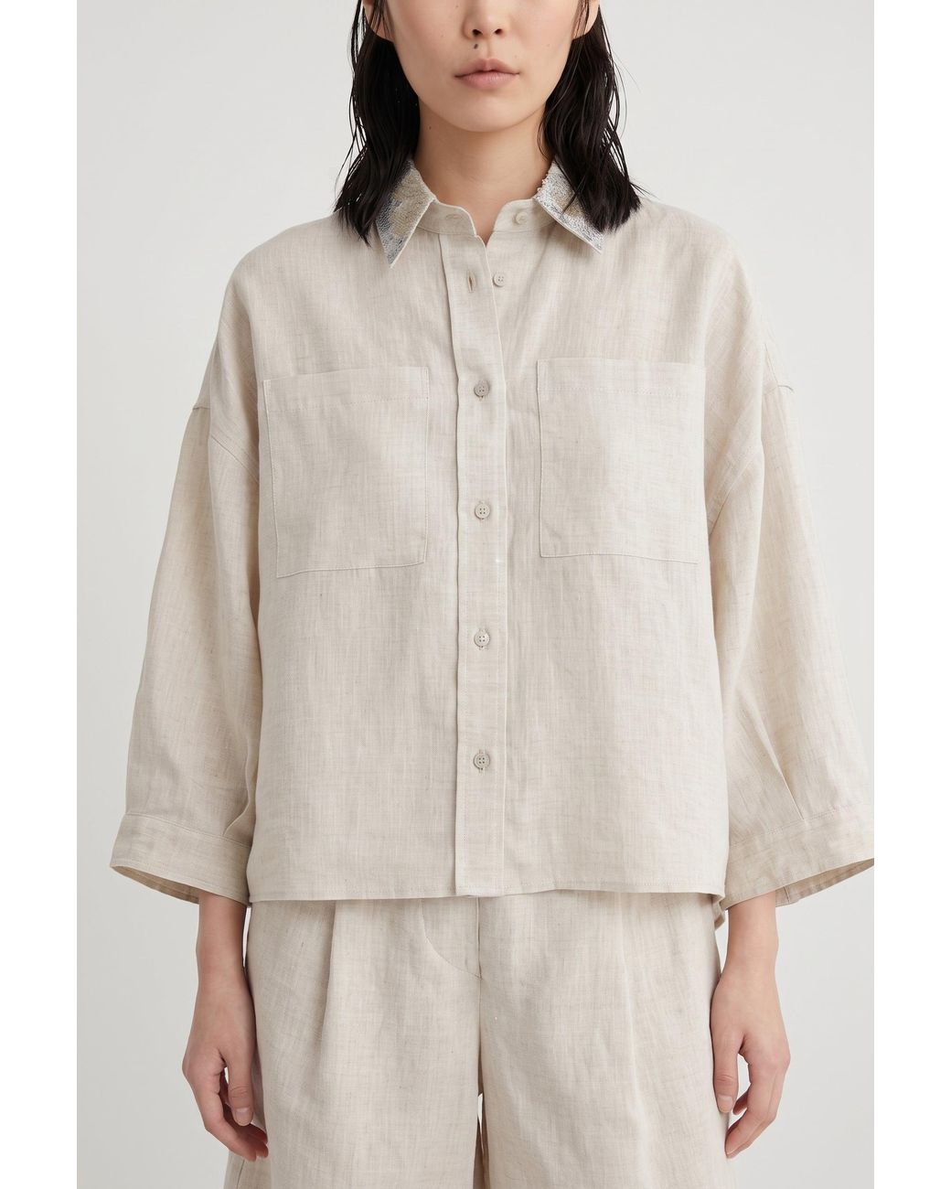 Brunello Cucinelli Natural Linen Oversized Shirt