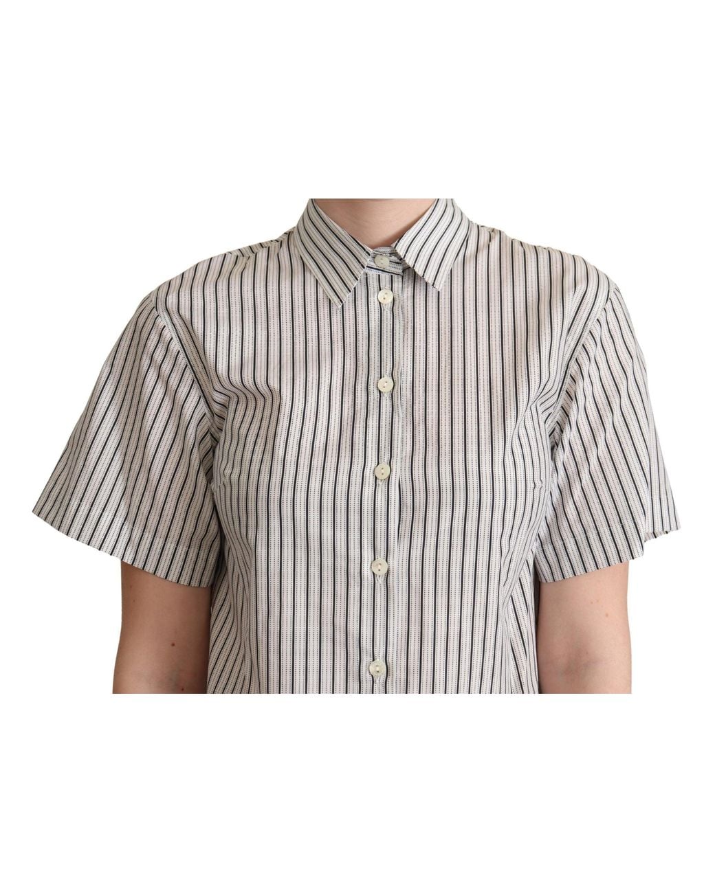 Dolce & Gabbana White Dolce & Gabbana Striped Cotton Shirt