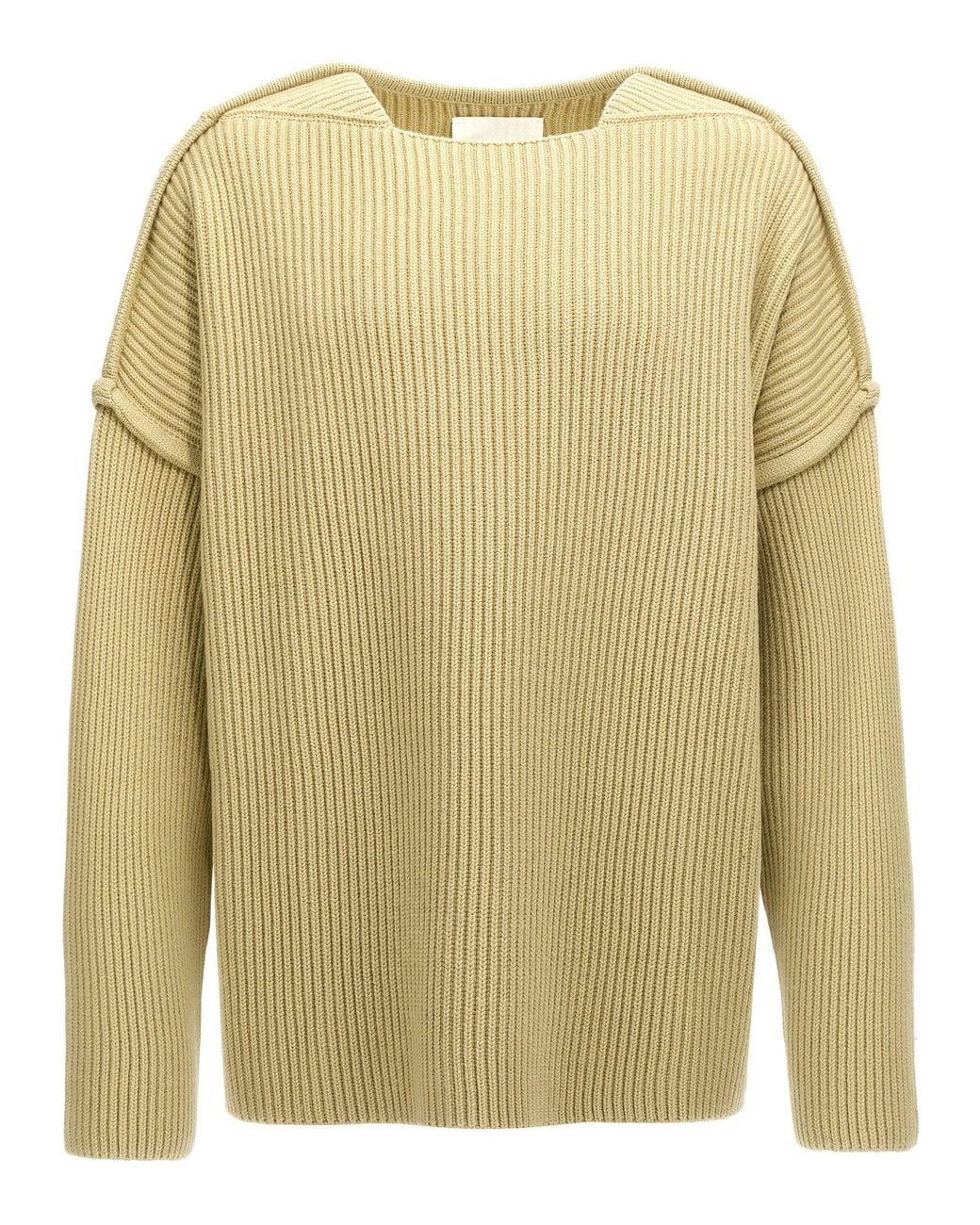 Jil Sander Natural Ribbed Wool Sweater