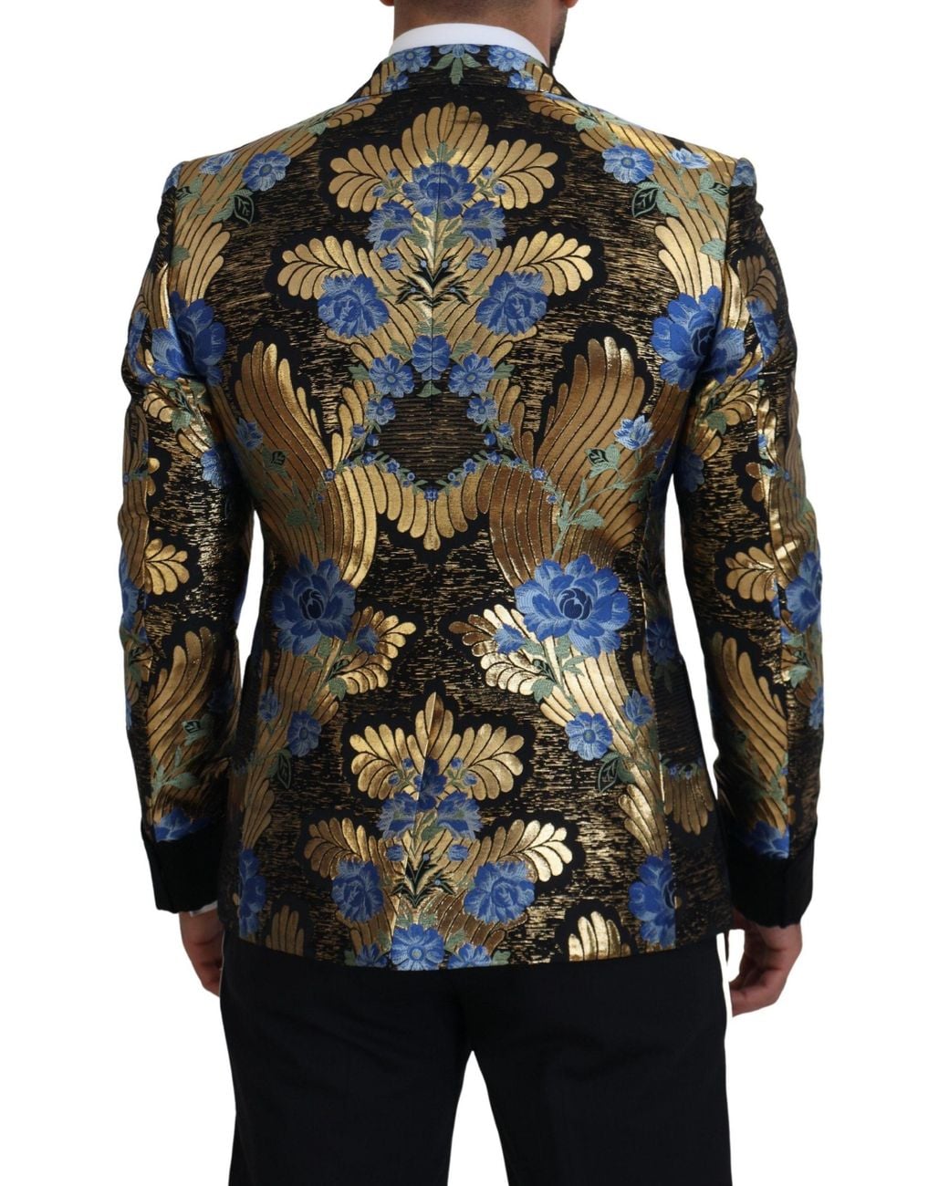 Dolce & Gabbana Black Floral Brocade Blazer Double Breasted for men