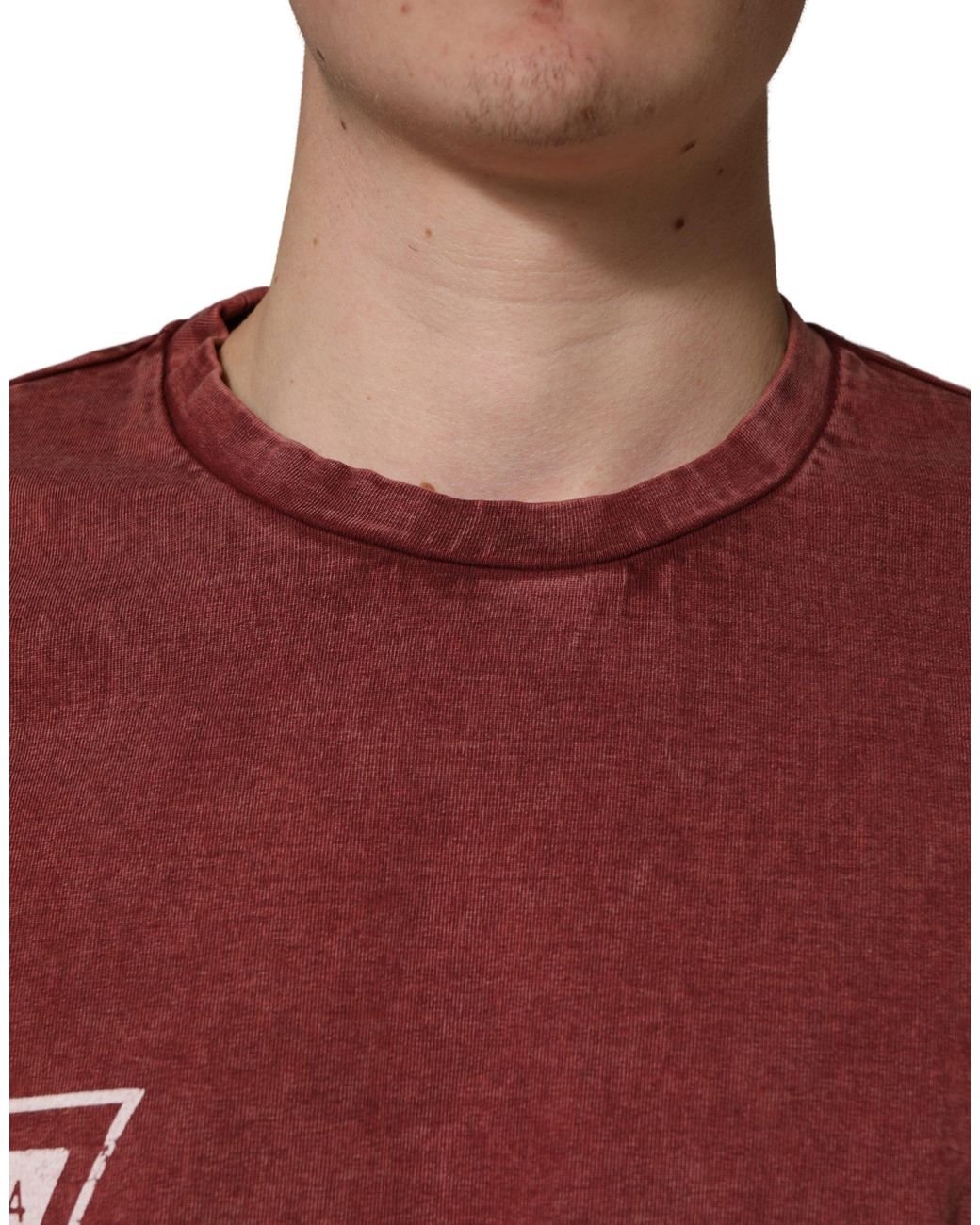 Dolce & Gabbana Red Print Round Neck Short Sleeve T-Shirt Cotton for men