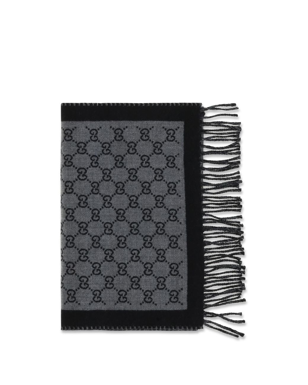 Gucci Black Gg Jacquard Wool Scarf for men