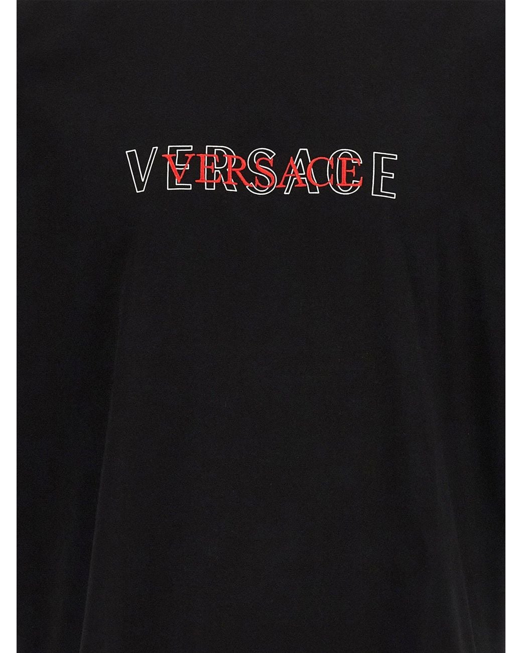 Versace Black Logo-Embroidered T-Shirt for men