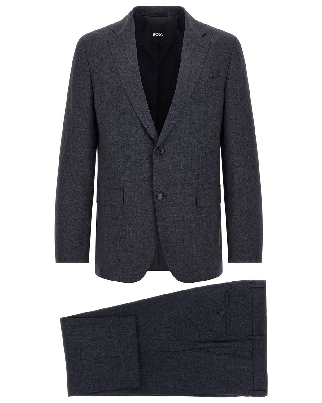Boss Blue Virgin Wool Micro-Texture Pant Suit