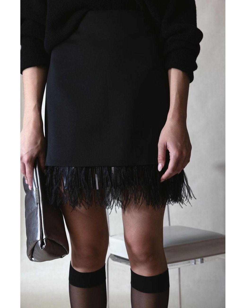 Brunello Cucinelli Black Acetate Mini Skirt