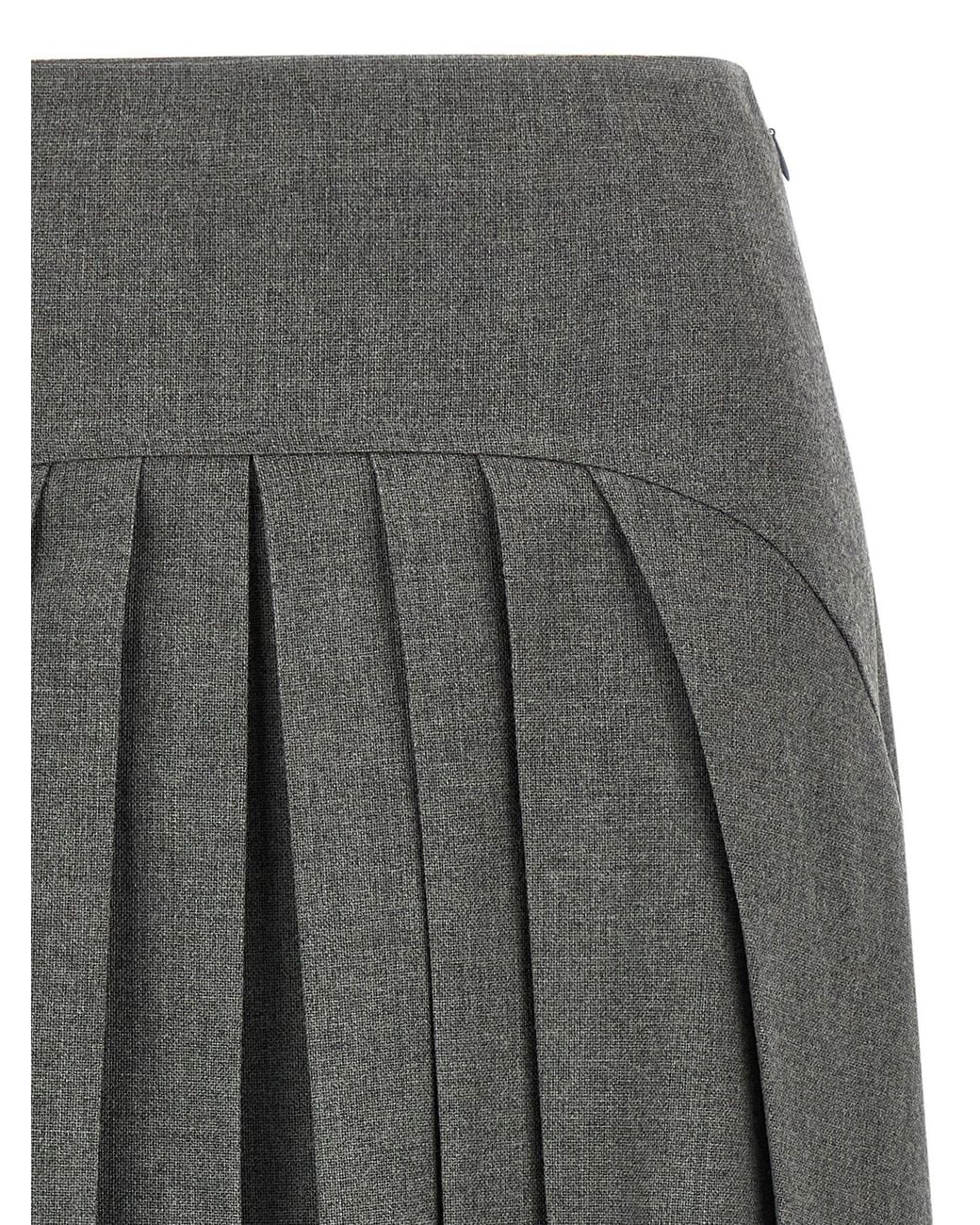 Jil Sander Gray Pleated Skirt