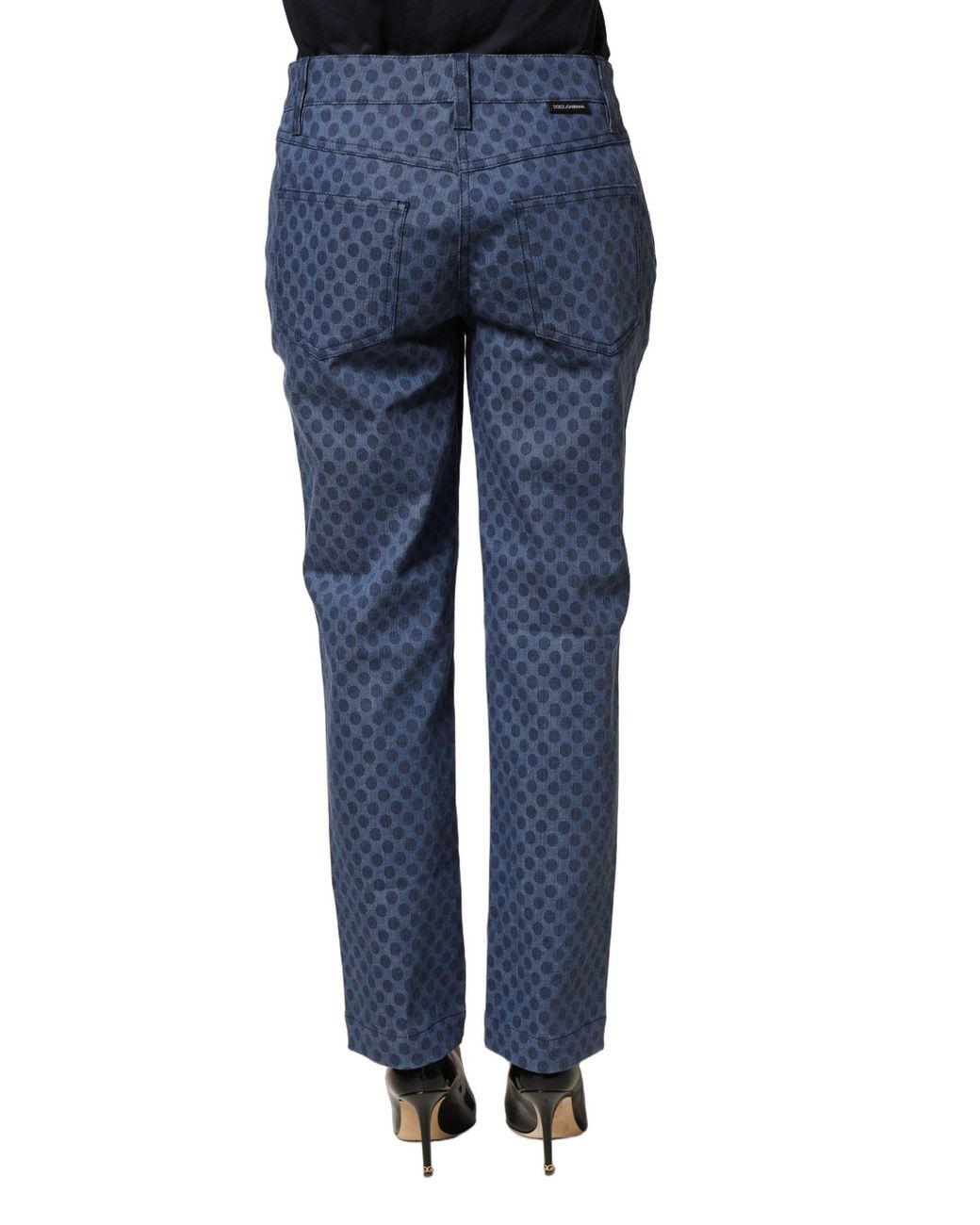 Dolce & Gabbana Blue Polka Dotted Slim Fit Capri Denim Jeans Cotton Elastane Clothing
