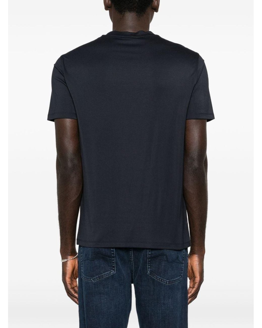 Emporio Armani Black Modal And Silk Blend T-Shirt