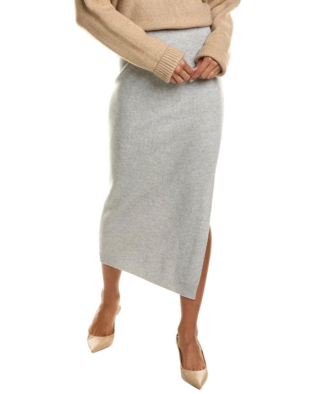 Brunello Cucinelli Gray Light Wool Silk Skirt
