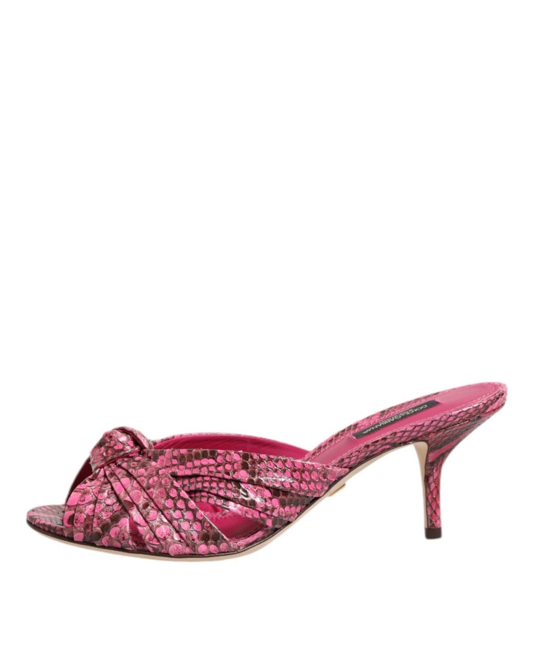 Dolce & Gabbana Pink Leather Heels Slides Sandals Shoes Python