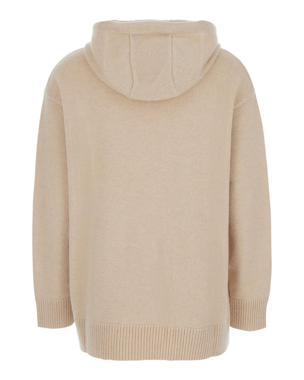 Max Mara Natural Sweater With Drawstring Hood Wool Tops
