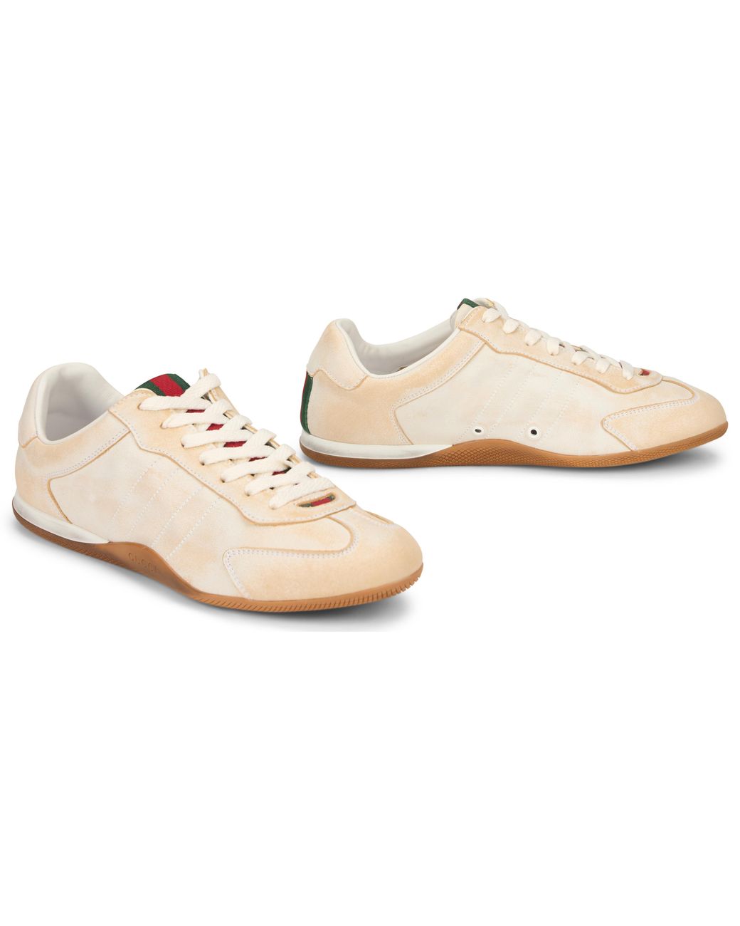 Gucci Pink Sneakers Shift Aged Leather Calf Skin Trainers