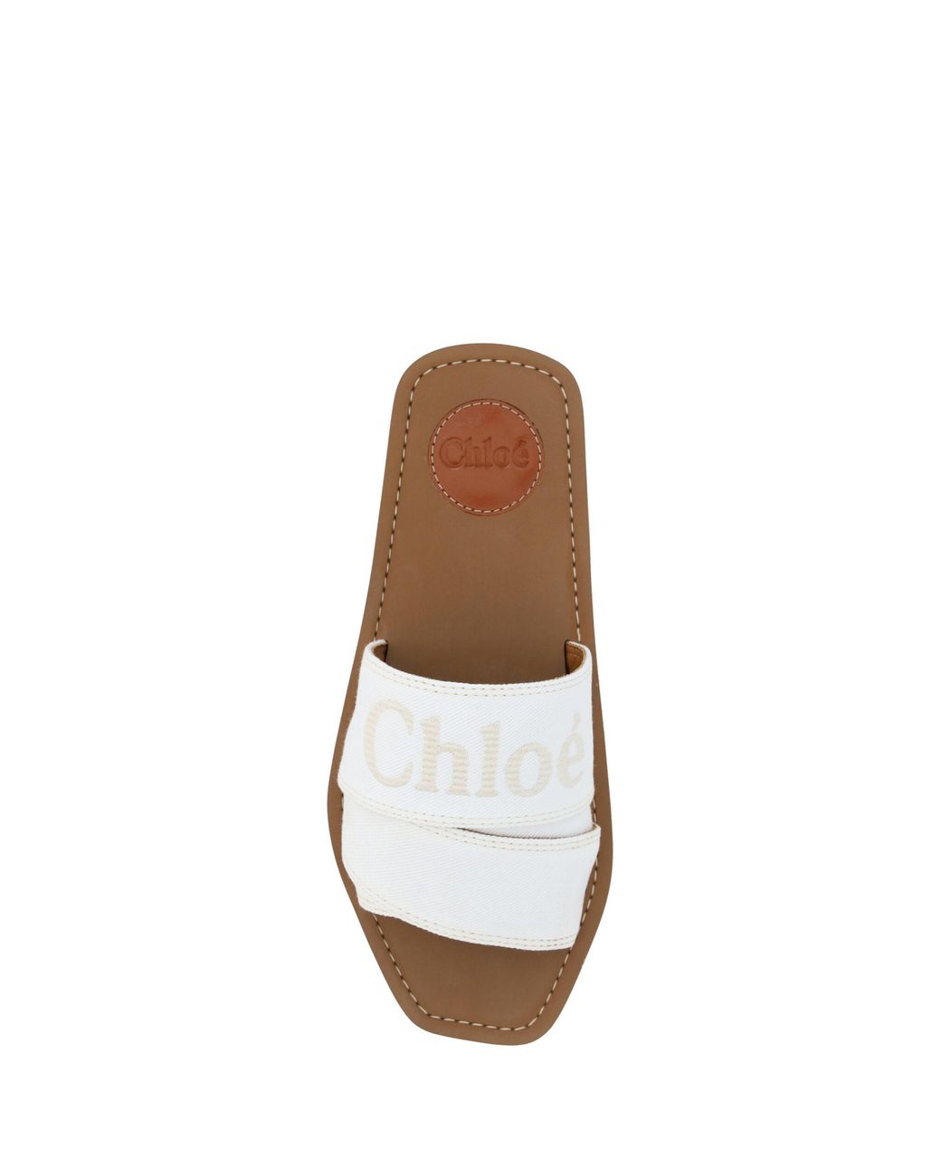 Chloé White Cotton Slides Woody Sandals