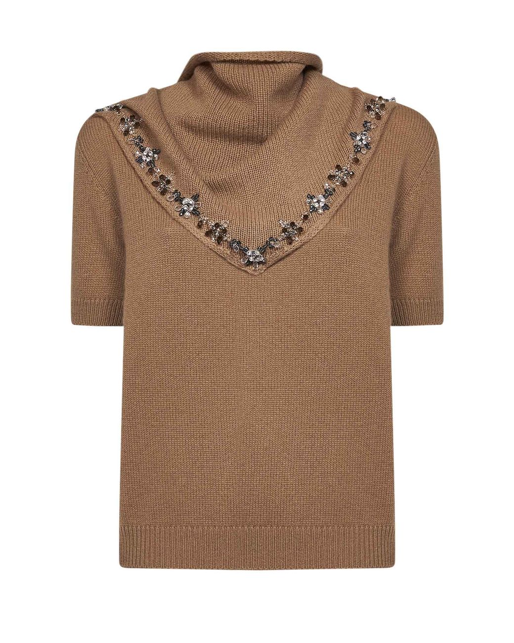 Prada Brown Cashmere Sweater With Scarf