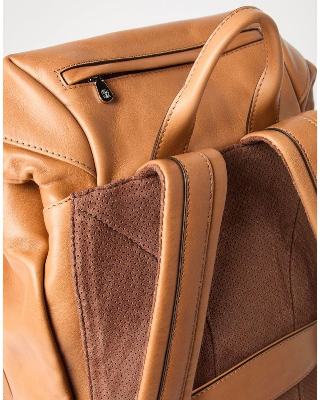 Brunello Cucinelli Natural Leather Flap Backpack for men