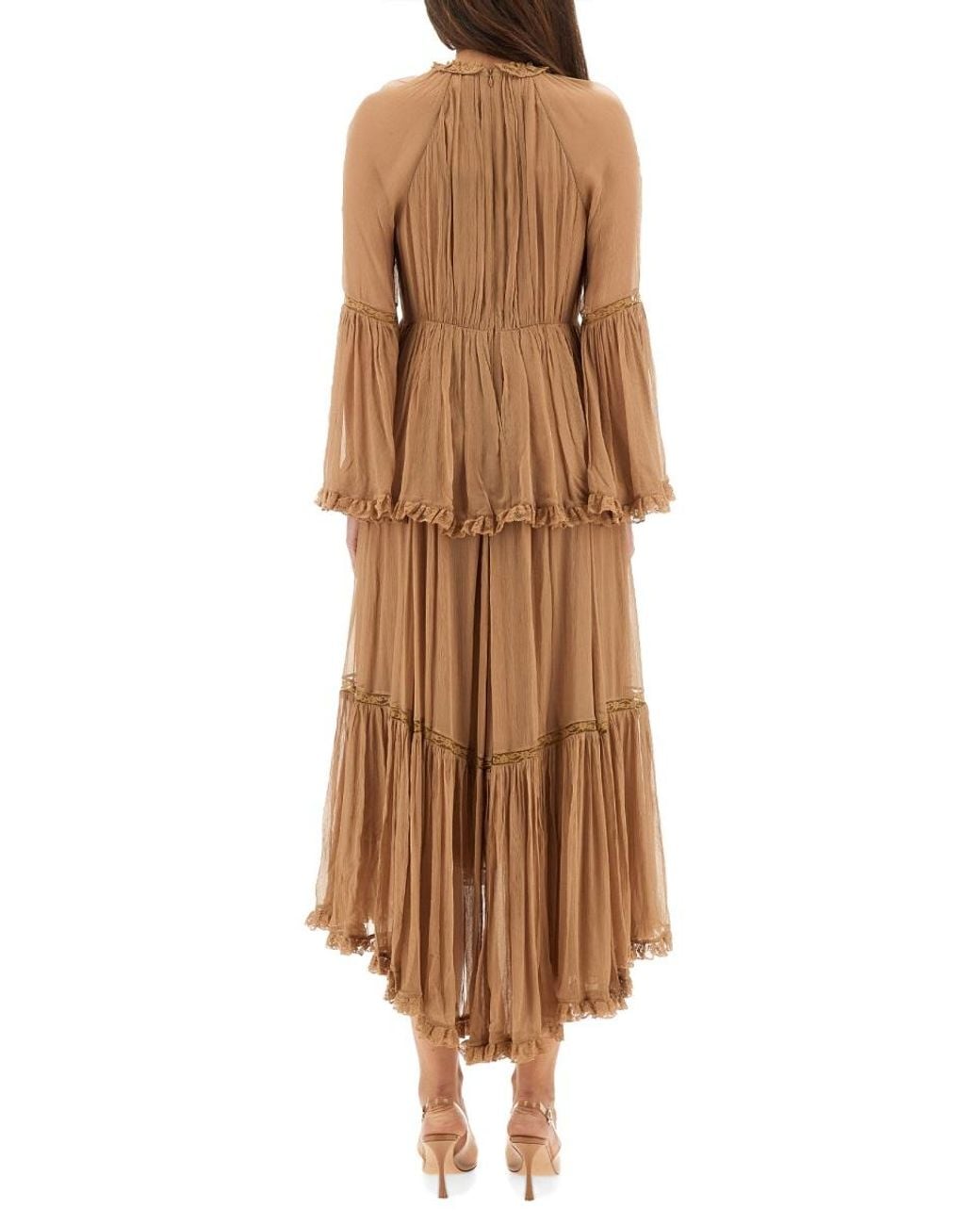 Zimmermann Brown Hypnotic Peplum Ruffle Dress Viscose