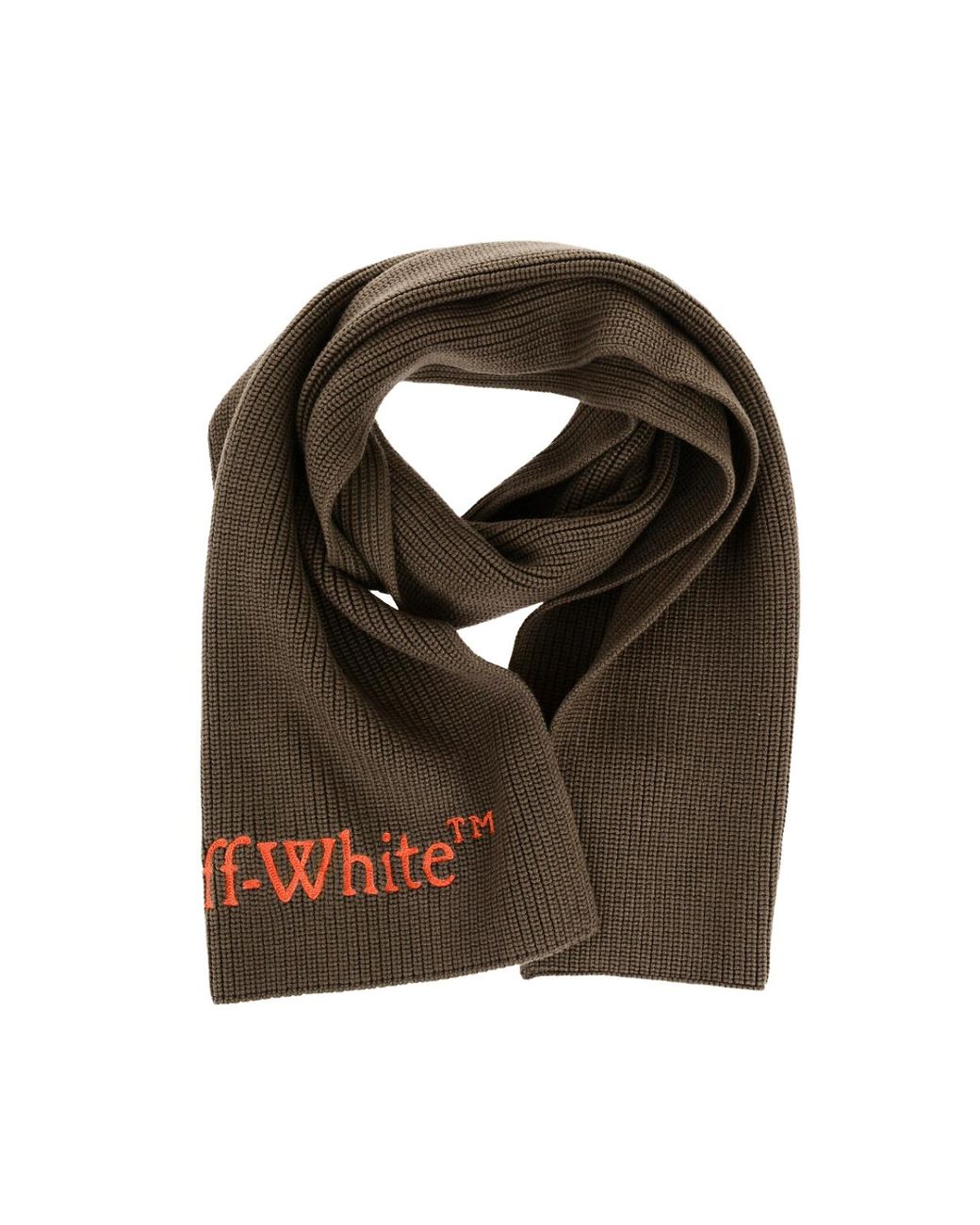 Off-White c/o Virgil Abloh Green Bookish Logo Knit Wool Scarf Accessories for men