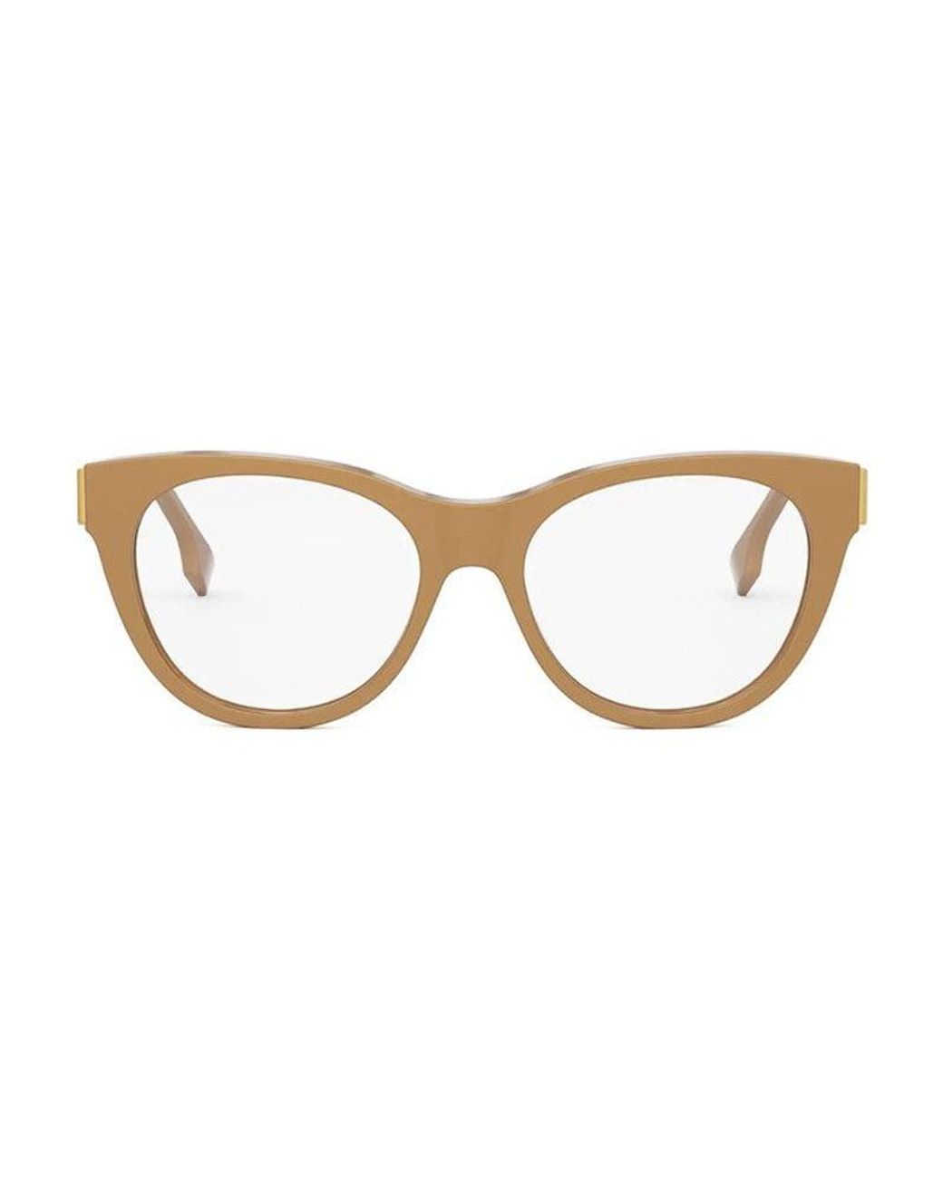 Fendi Brown Eyeglasses Round Full Rim, Frame And Clear Demo Lenses Lens Fe50101I045