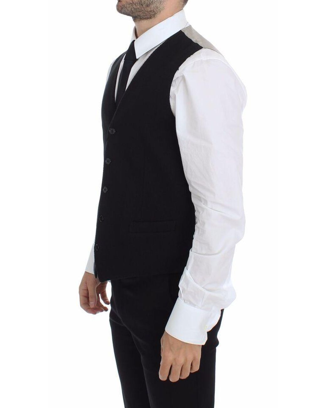 Dolce & Gabbana Black Cotton Dress Vest Blazer Jacket Silk for men