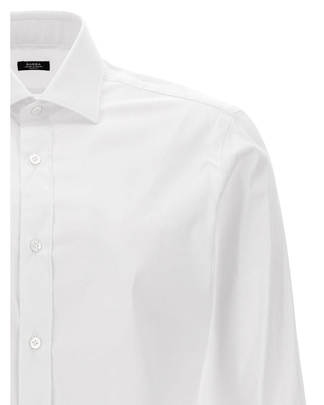 Barba Napoli White Stretch Cotton Poplin Shirt for men