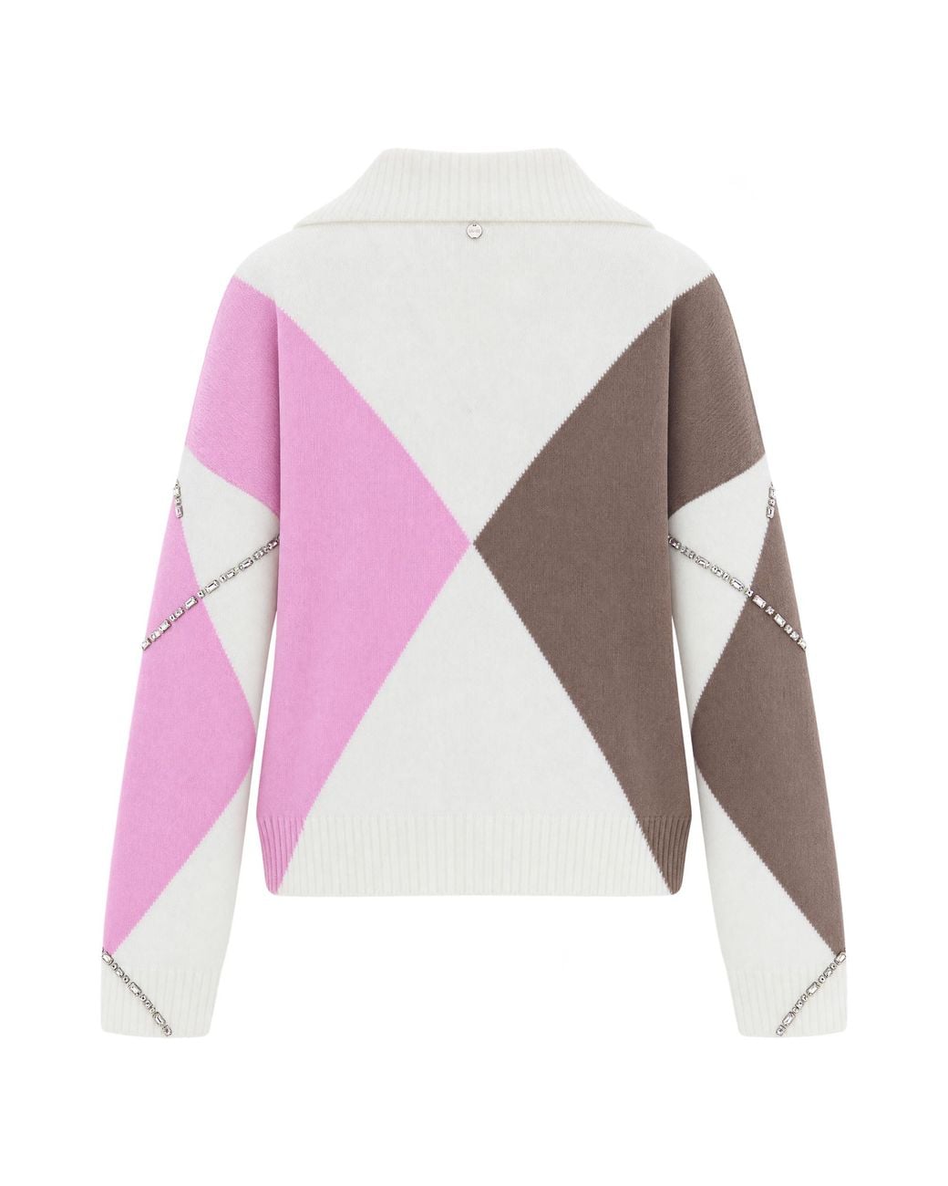 Liu Jo Pink Argyle V-Neck Jumper Pc Pa Wo Wp Sweater