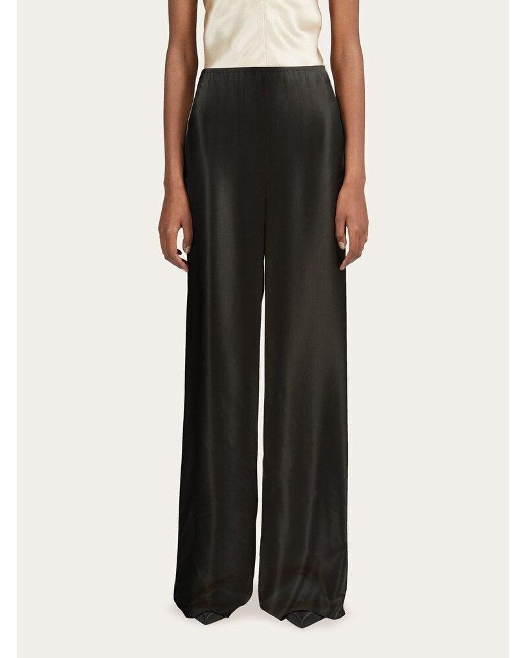 Ferragamo Black Relaxed Rayon Trousers