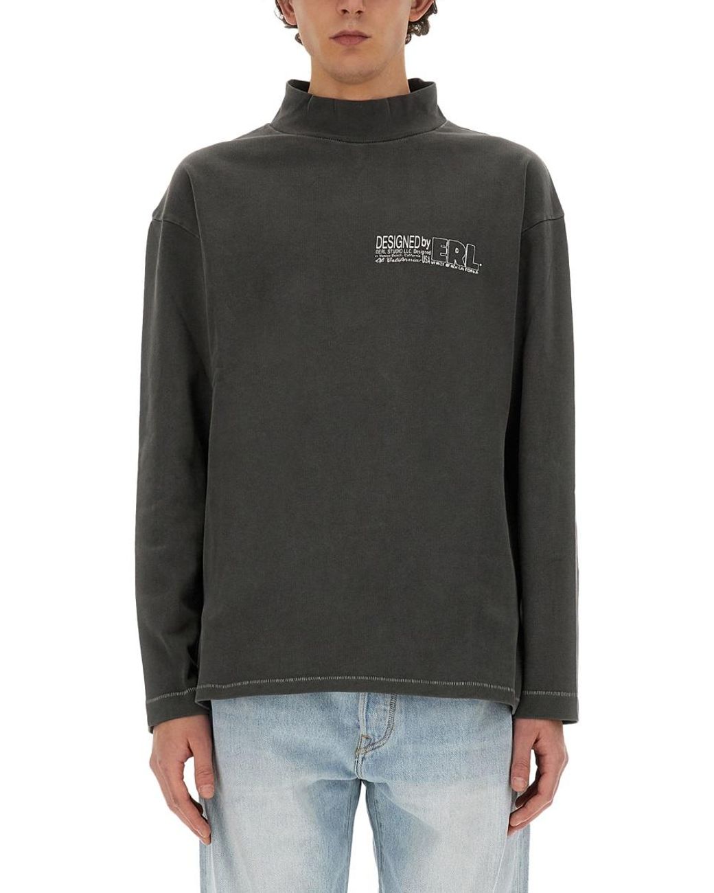 ERL Gray Erl Printed Cotton T-Shirt for men