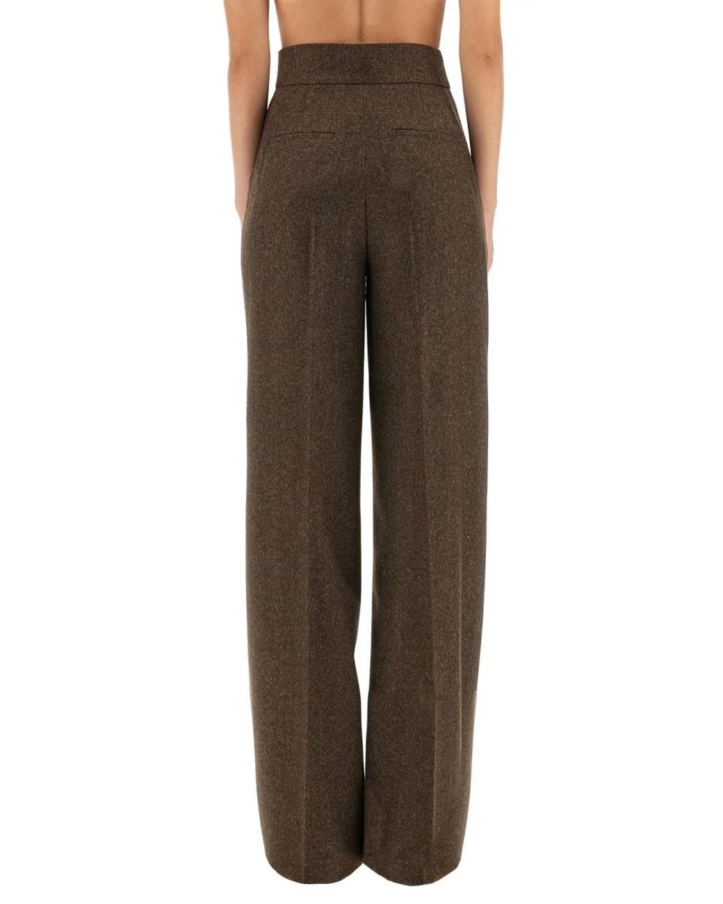 Max Mara Brown Pants Billy1234 Wide-Leg Virgin Wool (Ovis Aries) Trousers