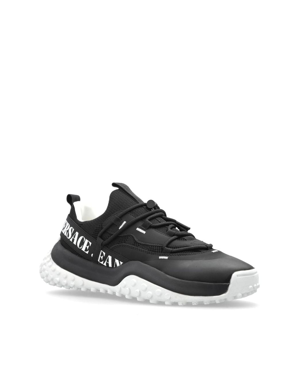 Versace Black Vjc Logo Print Low-Top Sneakers for men