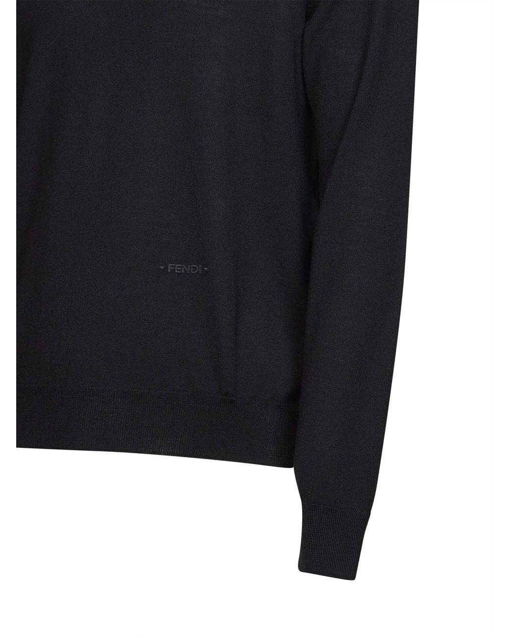 Fendi Black Lightweight Wool Embroidered Sweater for men