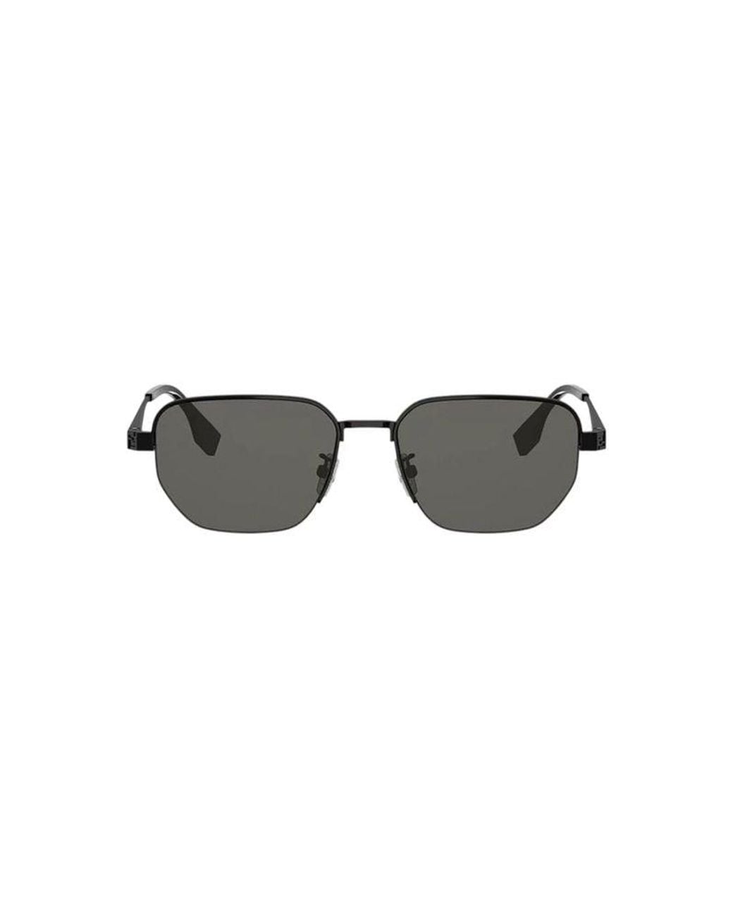 Fendi Black Fendi Fe40196U Metal Frame Sunglasses