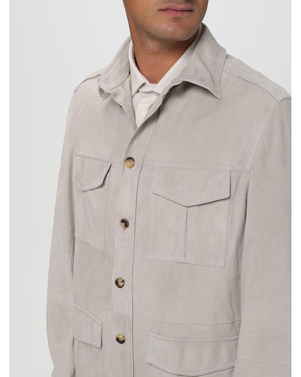 Brunello Cucinelli Natural Light Suede Jacket for men