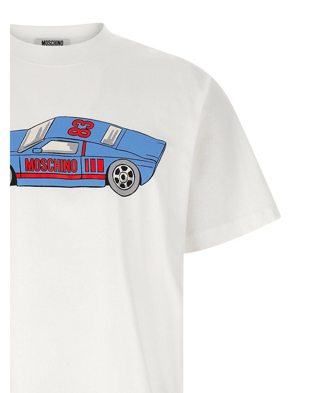 Moschino White Car-Printed T-Shirt