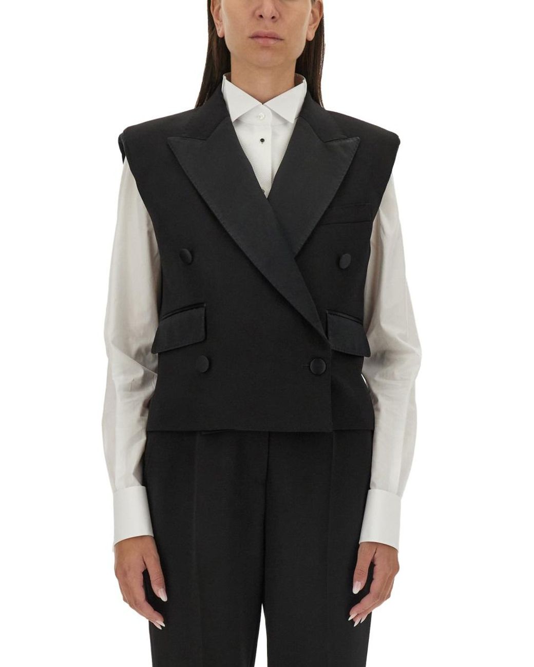 Dolce & Gabbana Black Dolce & Gabbana Double-Breasted Sleeveless Blazer