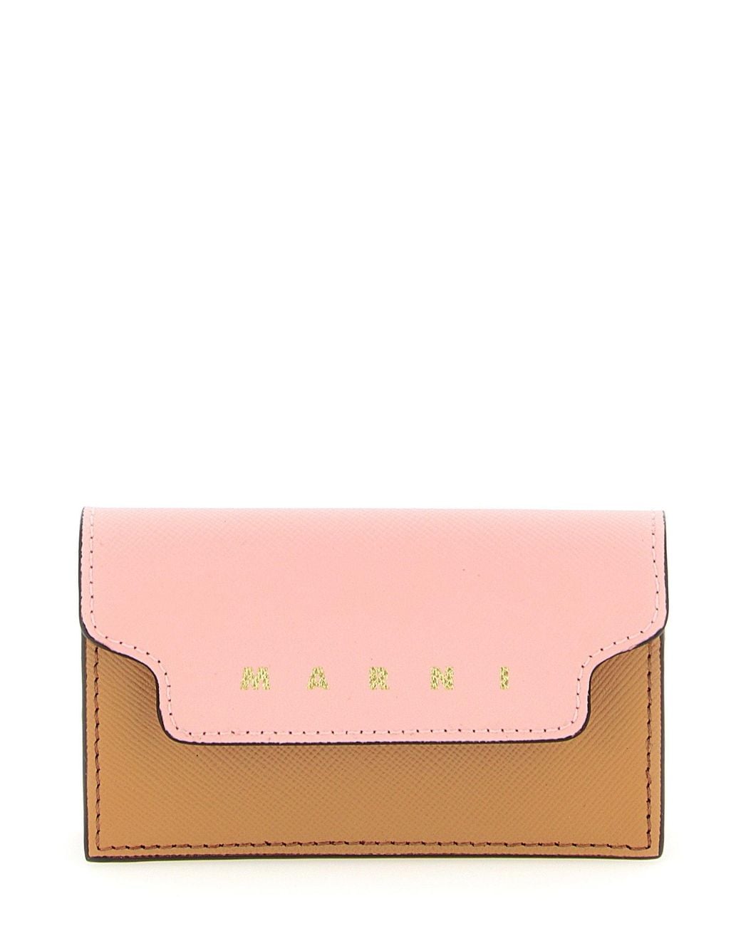 Marni Pink Logo-Embossed Saffiano Leather Card Case
