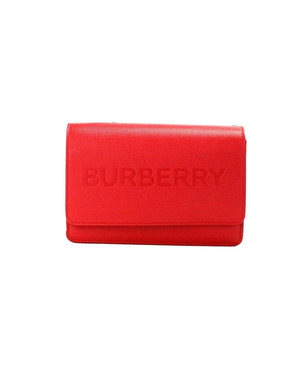 Burberry Red Hampshire Small Embossed Logo Smooth Leather Crossbody Bag