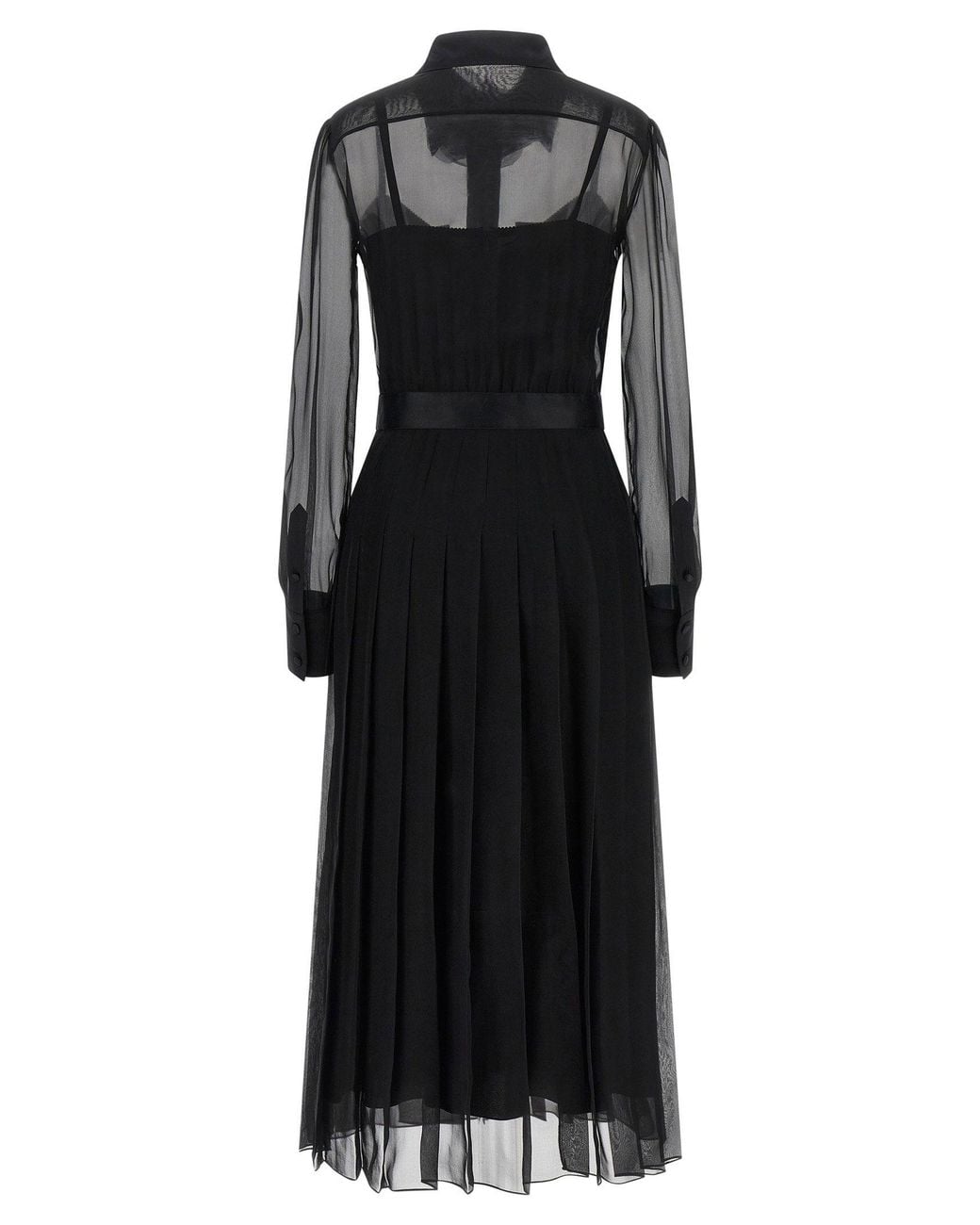 Dolce & Gabbana Black Dolce & Gabbana Semi-Sheer Silk Chiffon Overlay Dress
