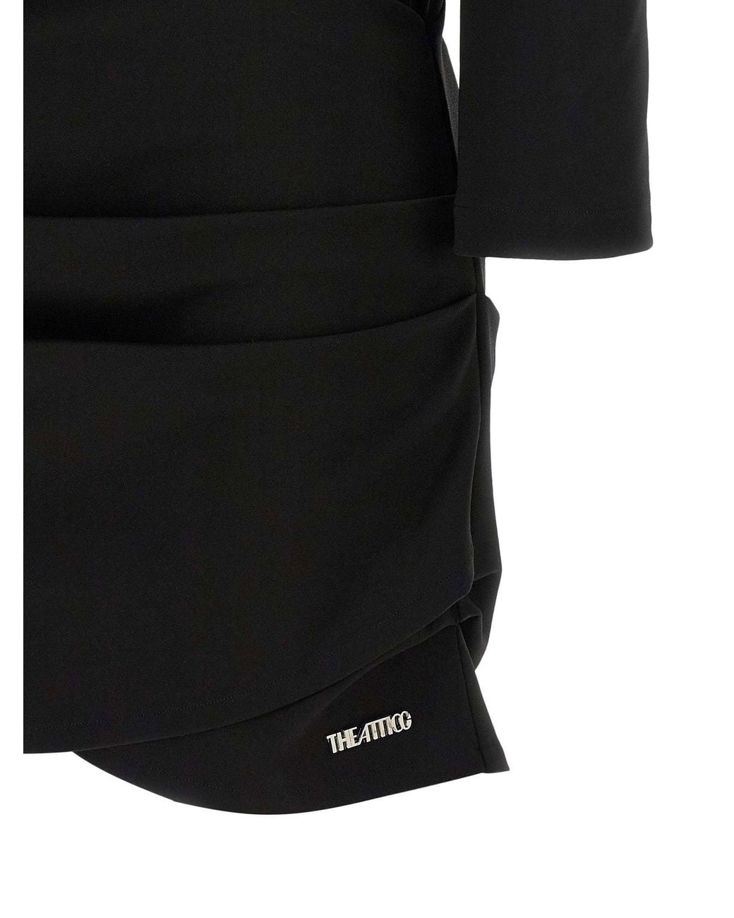 The Attico Black Structured-Shoulder Mini Dress