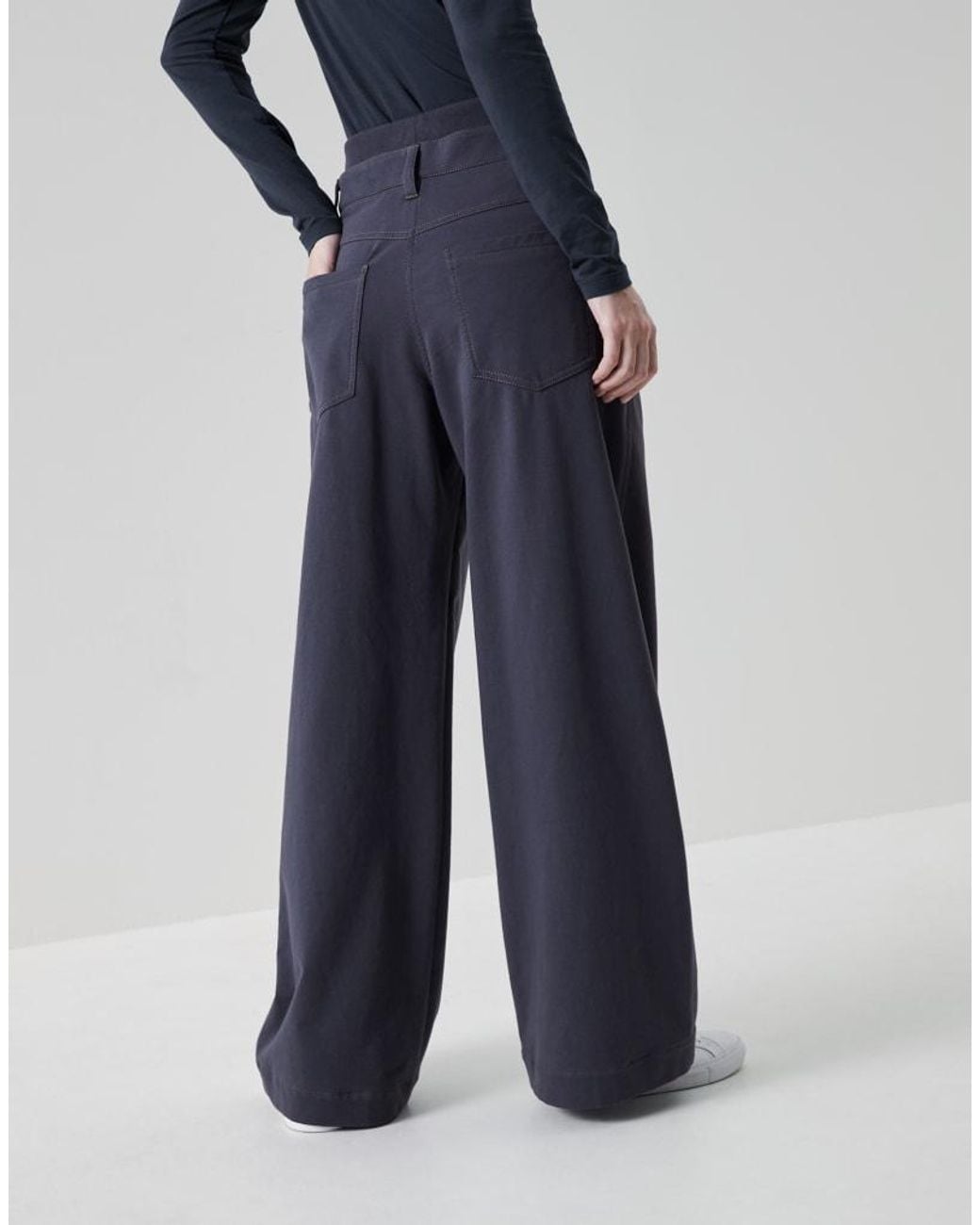 Brunello Cucinelli Blue Dark Wide Leg Trousers