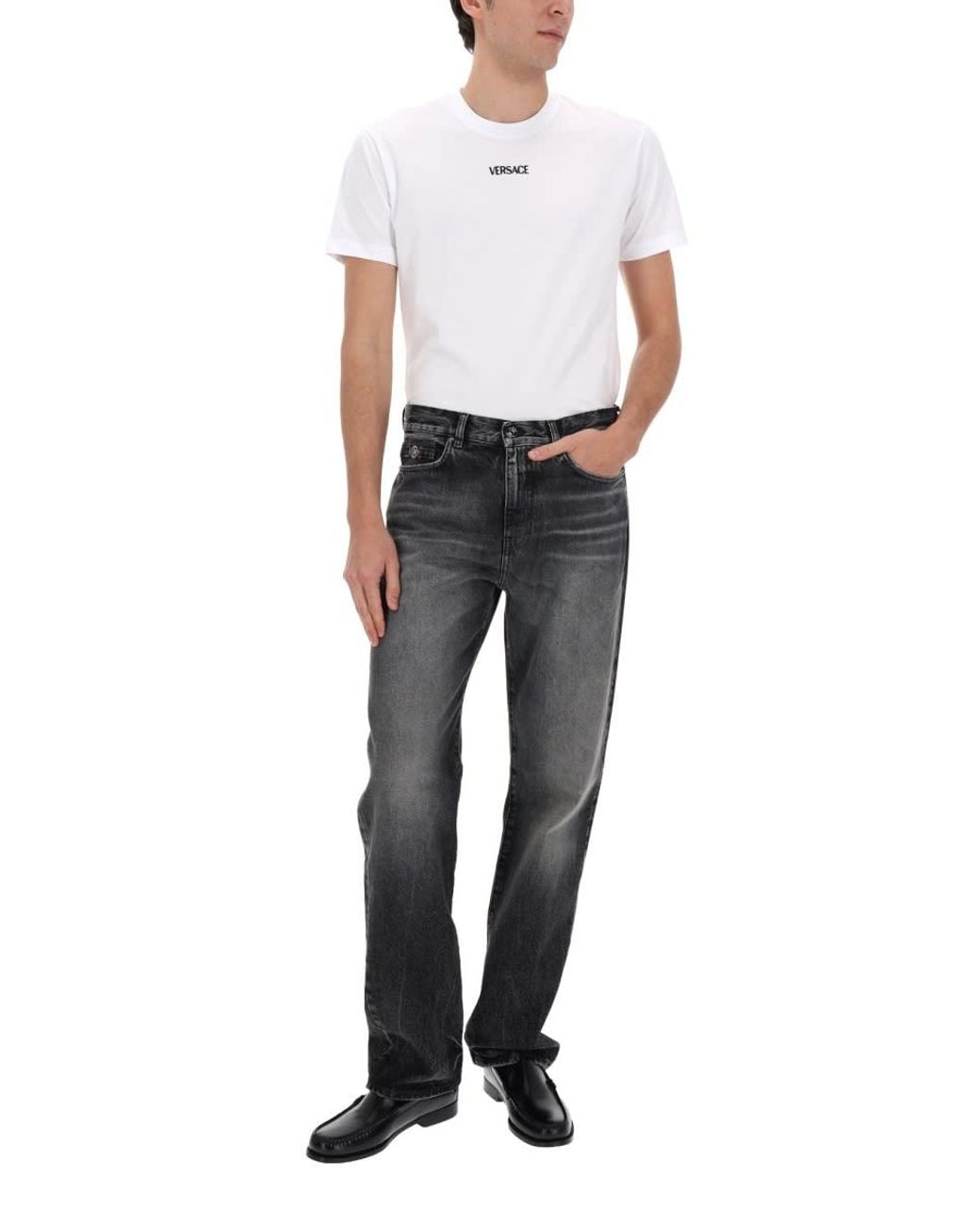 Versace Gray Jeans With "Medusa" Detail for men