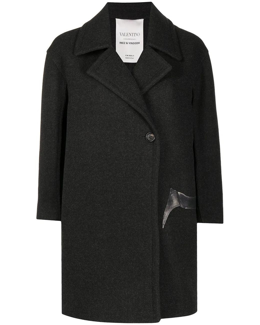 Valentino Black Flowersity Single-Breasted Coat Clothing