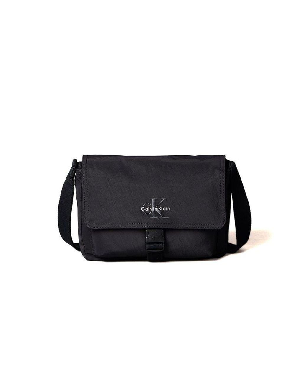Calvin Klein Black Messenger Bag Recycled Nylon Polyamide Shoulder-Bags for men