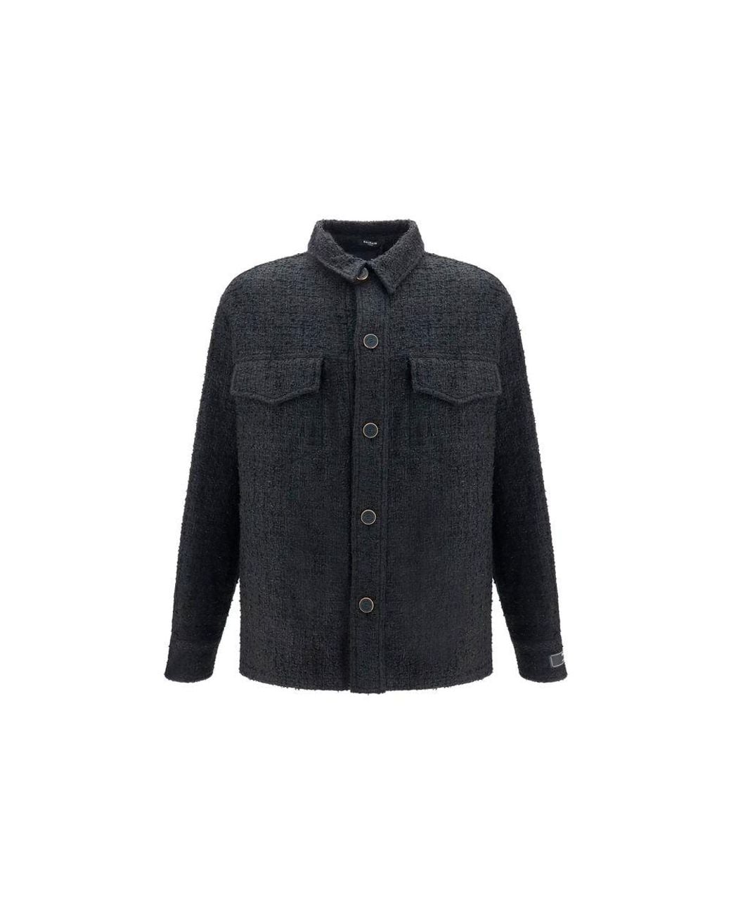 Balmain Blue Cotton Full-Length Jacket Clothing for men