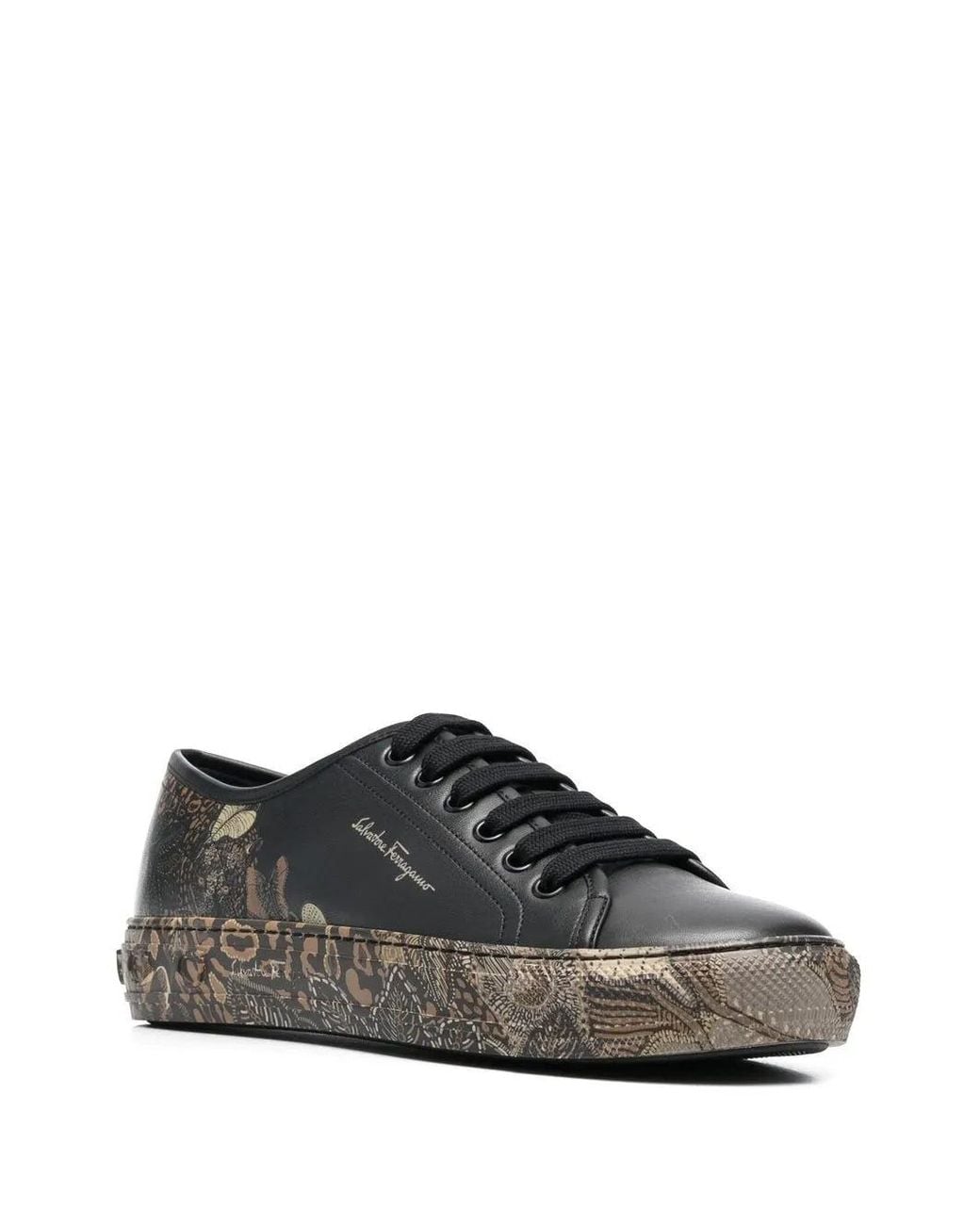 Ferragamo Gray Borg Cubic Low-Top Sneakers