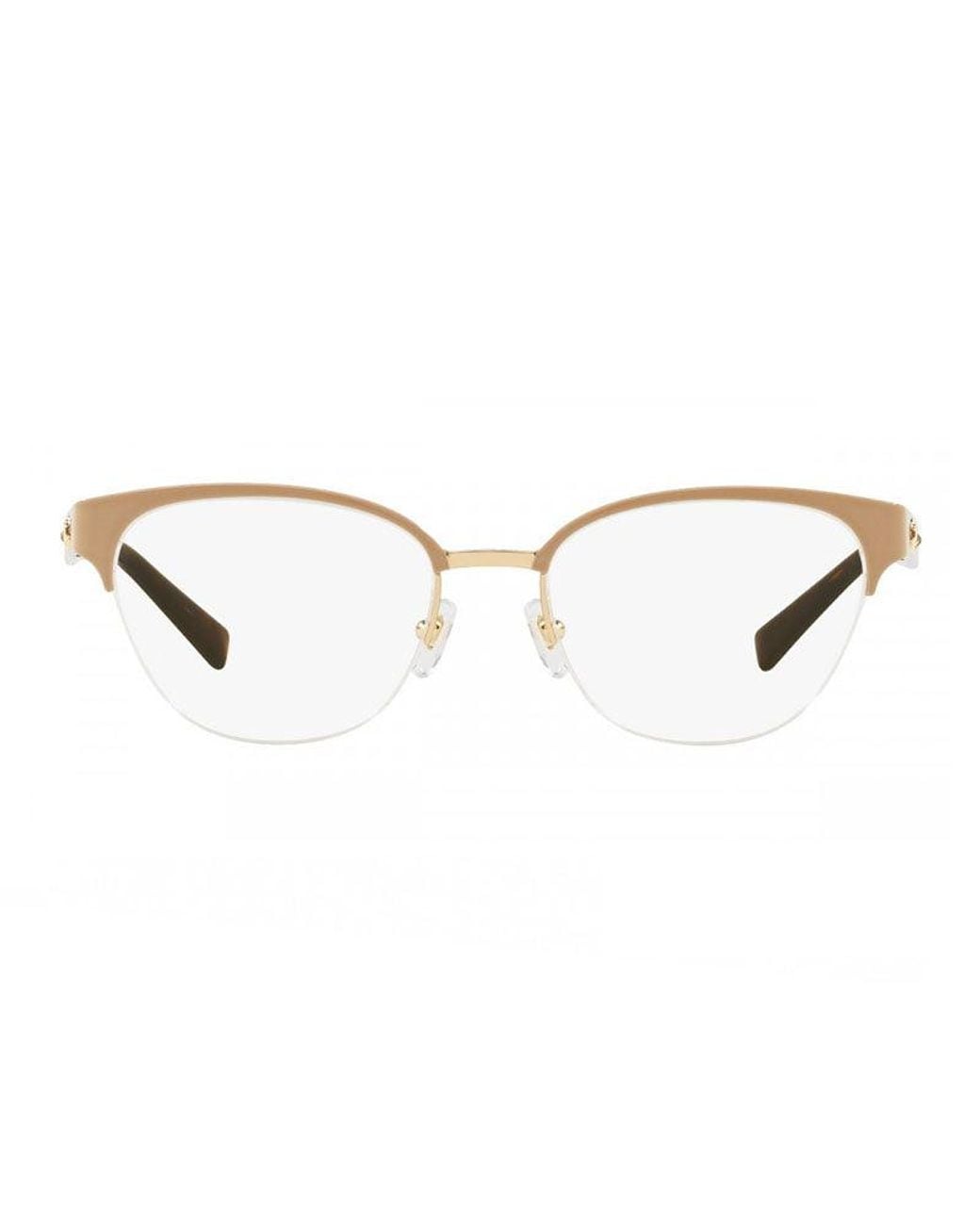 Versace Metallic Eyeglasses Cat Eye Semi Rim, - Frame And Clear Demo Lenses Lens Ve1255B1339 Sunglasses